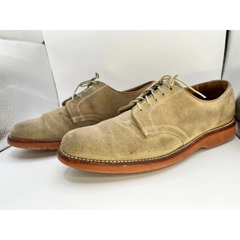 LL‎ Bean Mens Oxford Lace Up Suede Tan Leather Sole Dress Shoes Size 8.5 B
